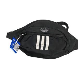 Black Adidas three stripe waist pack